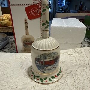 Lenox 2020 Annual Holiday Bell covered Bridge cardinal Open Box